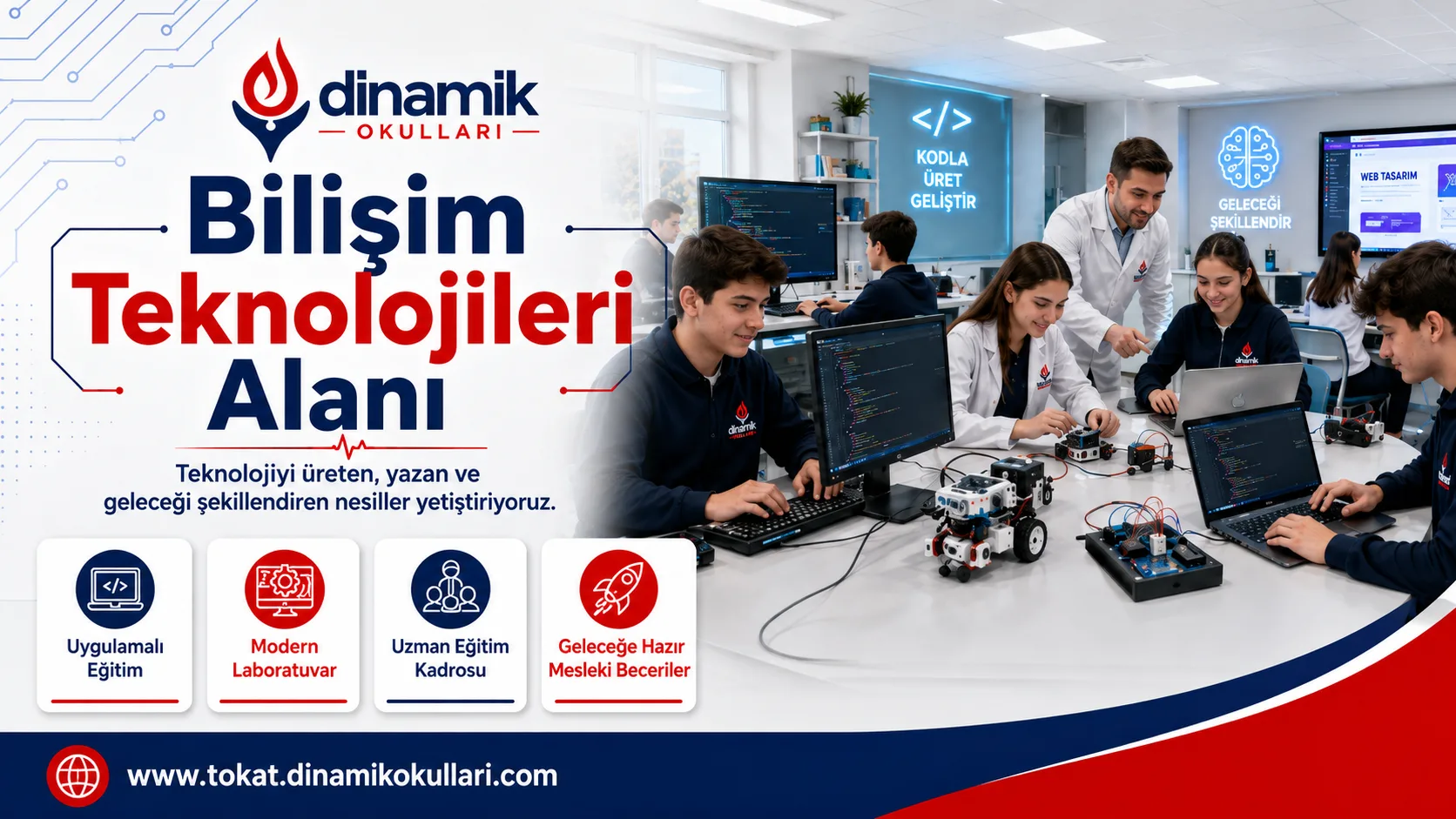 Bilişim atölyesinde proje geliştiren öğrenciler